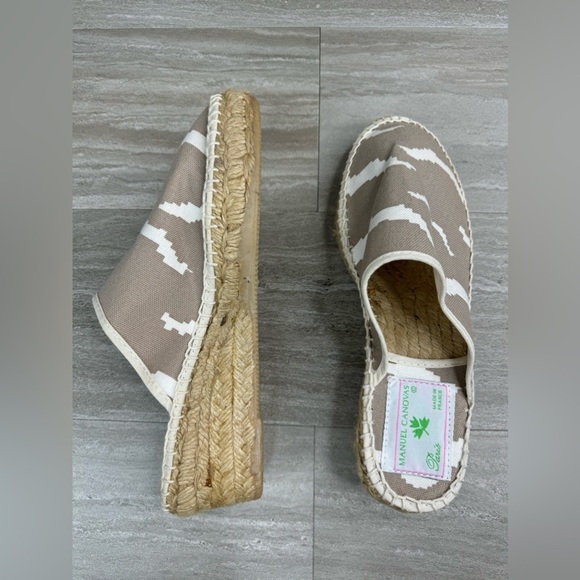 VTG NEW Manuel Canovas Espadrille Wedge Canvas Mules Size 39 US 8.5 - Picture 4 of 10